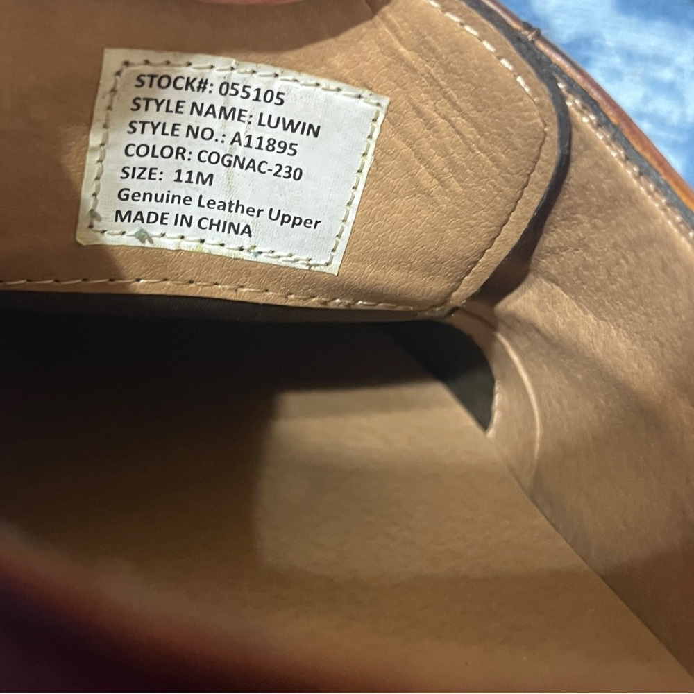 La Milano Luwin Leather Memory Foam Cognac Burnished Toe Oxfords Laced Shoes 11M - Picture 9 of 9